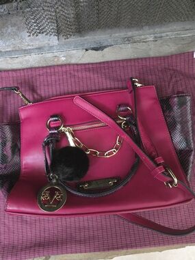 Versace 19-69 Abbigliamento Sportivo SRL Fuchsia Tote with Gold Hardware & Charm